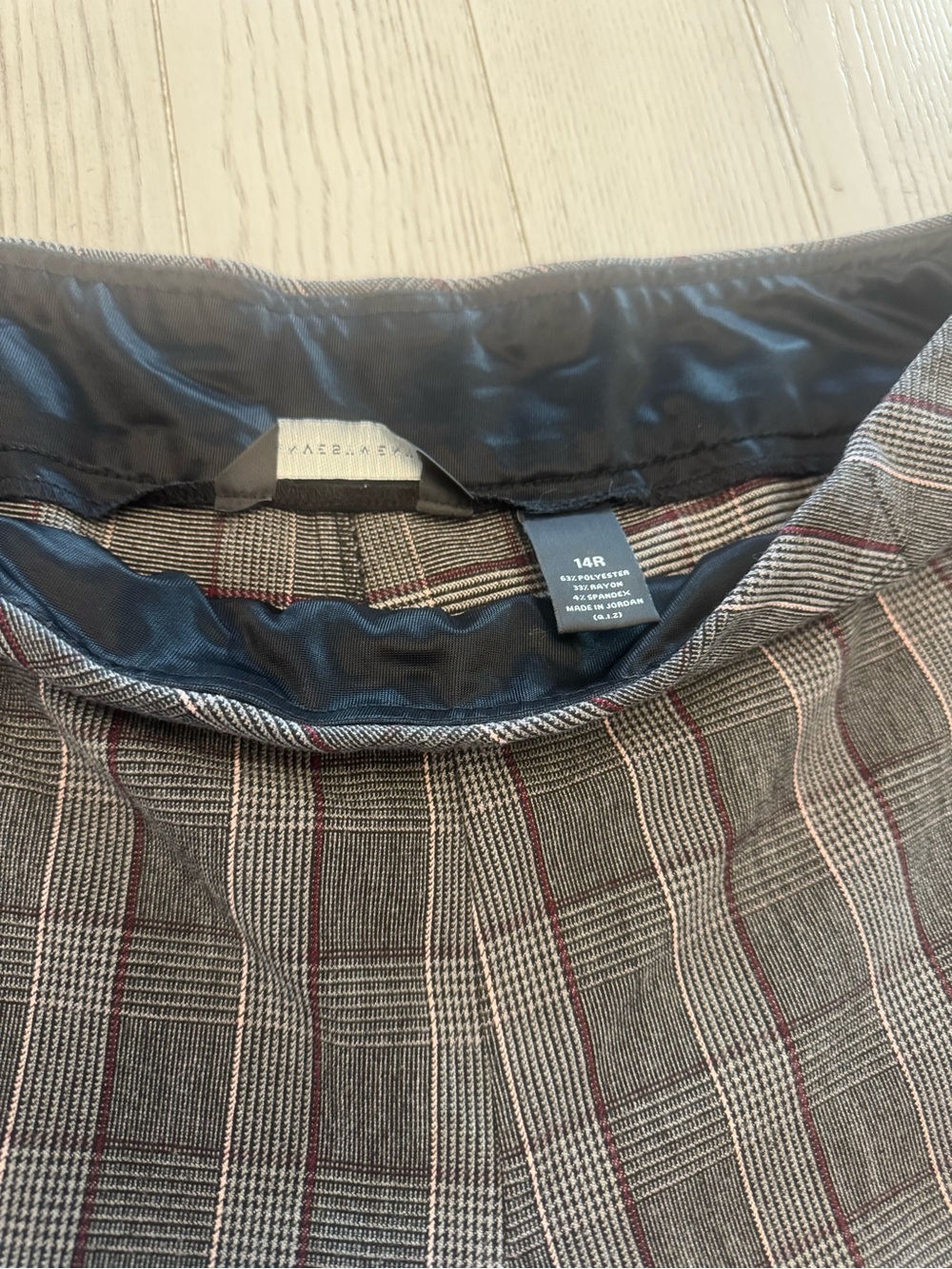 Investments Brown Gray Pinstripe Dress Pants with Subtle Red Stripe - Picture 4 of 4